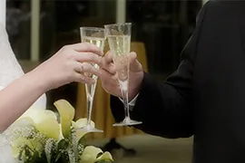 light dance and a glass of golden wine