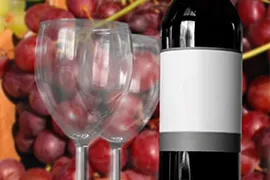 wine bottle with a pair of glasses