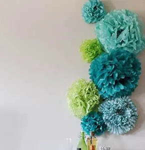 DIY Tissue Paper Pom Poms Backdrop