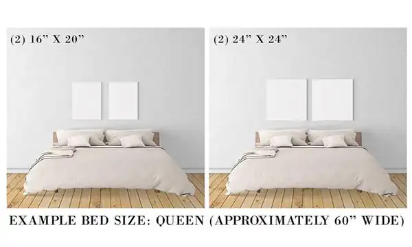 size plan to show canvas above bed