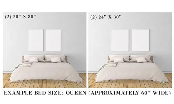 size plan to show canvas above bed