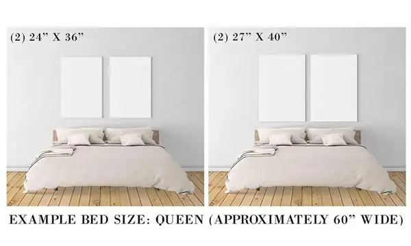 size plan to show canvas above bed