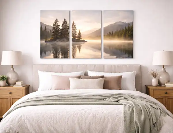 above the bed canvas display