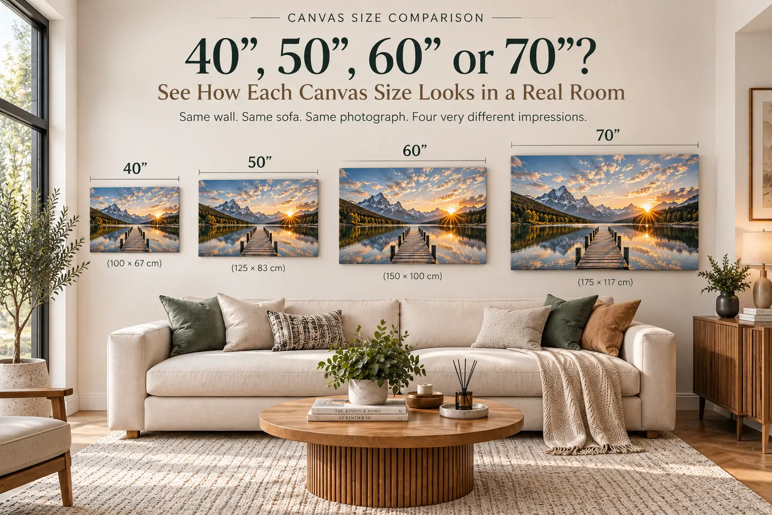 40", 50", 60" or 70"? See How Each Canvas Size Looks in a Room