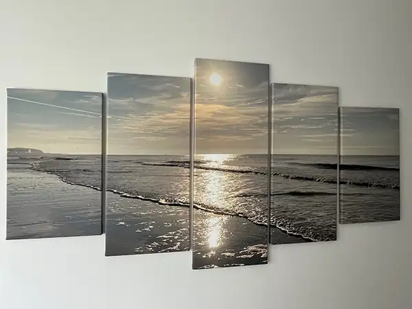 5 panel split canvas beach