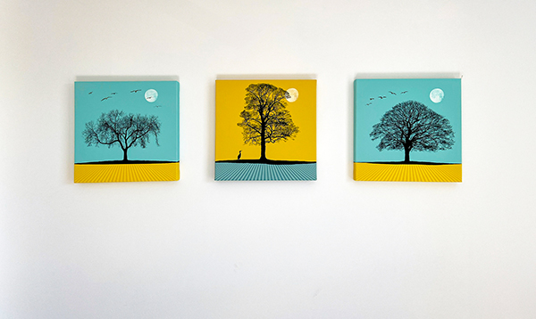 coloured trees on split canvas prints
