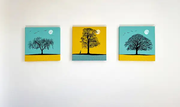 coloured trees on split canvas prints