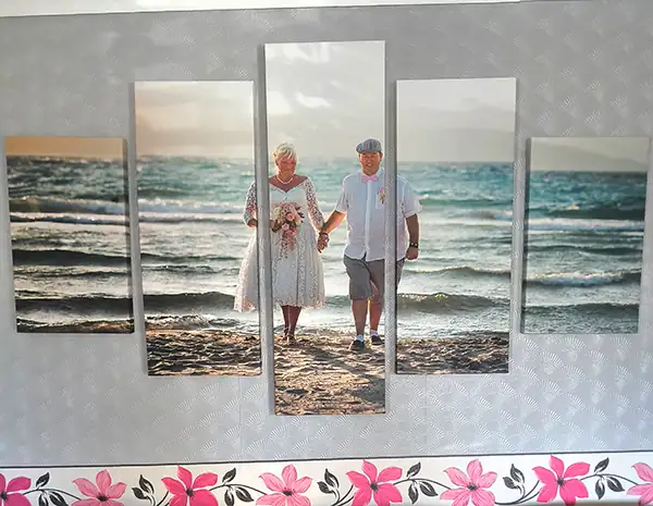 wedding couple on split canvas