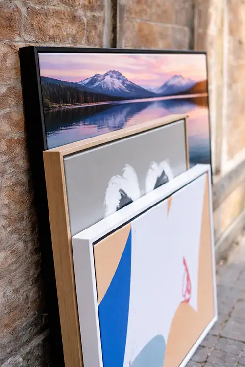 black white oak framed canvas print