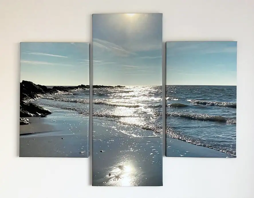 Three panel split canvas on wall