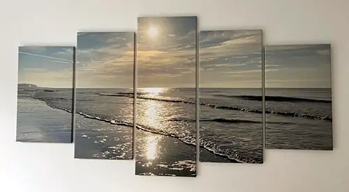 Five panel split canvas on a wall