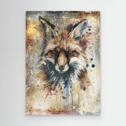 Fox Wild Animal Vintage Illustration Art 01 by Rafal Kulik
