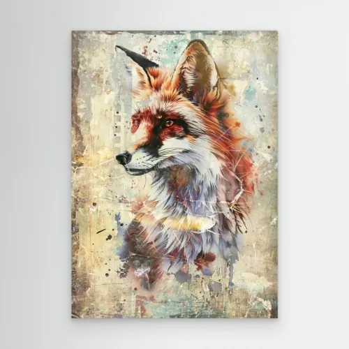 Fox Wild Animal Vintage Illustration Art 02 by Rafal Kulik